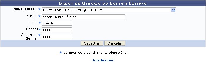 Figura 9: Dados do Usuário do Docente Externo 