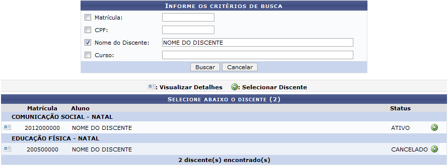 Figura 2: Resultados da Busca