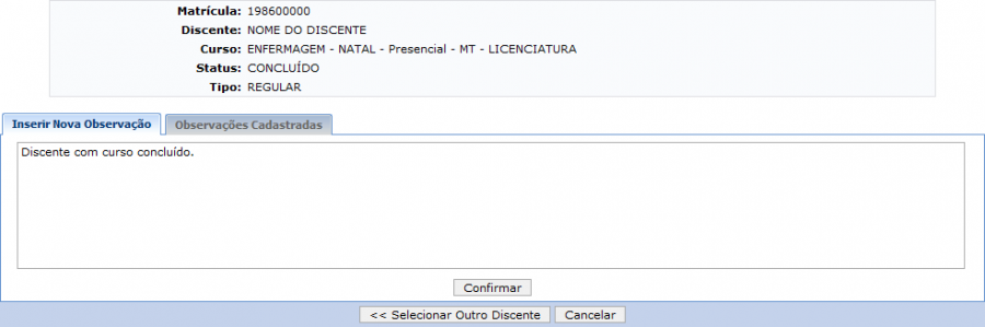 Figura 4: Inserir Nova Observação