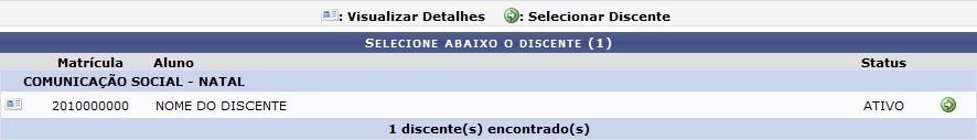 Figura 2: Selecione Abaixo o Discente