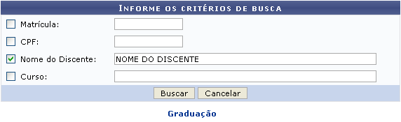 Figura 1: Informe os Critérios de Busca.