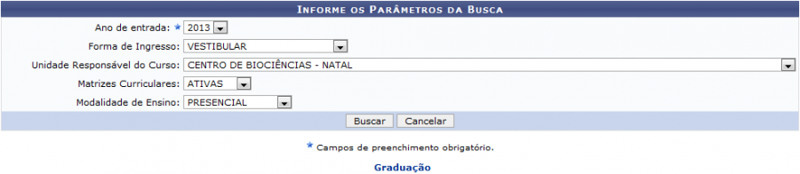 Figura 1: Informe os Parâmetros da Busca