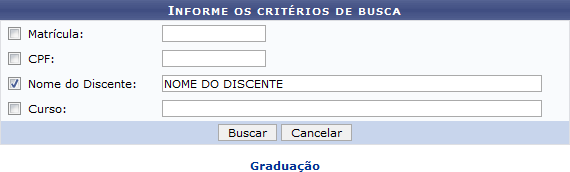 Figura 1: Informe os Critérios de Busca