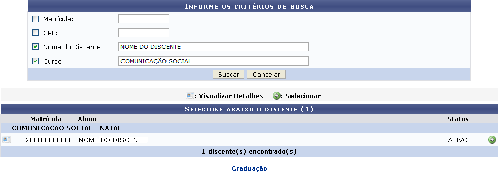 Figura 2: Informe os Critérios de Busca