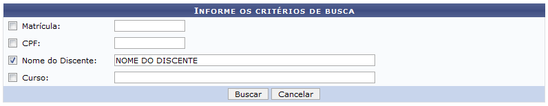 Figura 1: Informe os Critérios de Busca