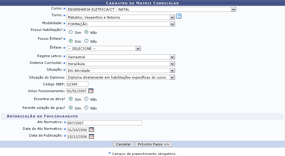 Figura 3: Cadastro de Matriz Curricular.png