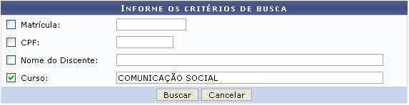 Figura 1: Informe os Critérios de Busca