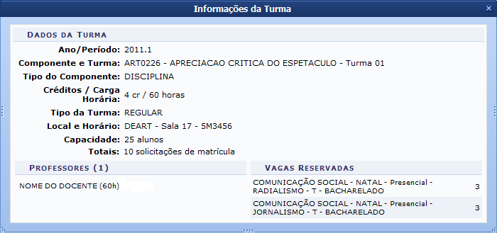 Figura 7: Visualizar Turma