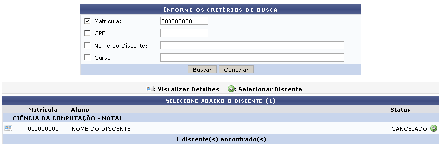 Figura 2: Discentes encontrados