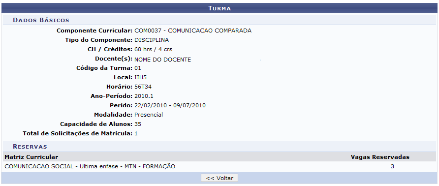 Figura 33: Resumo da Turma