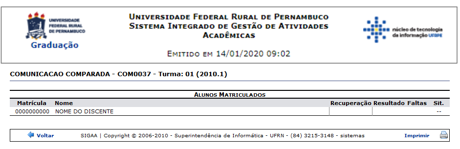 Figura 39: Relatório de notas