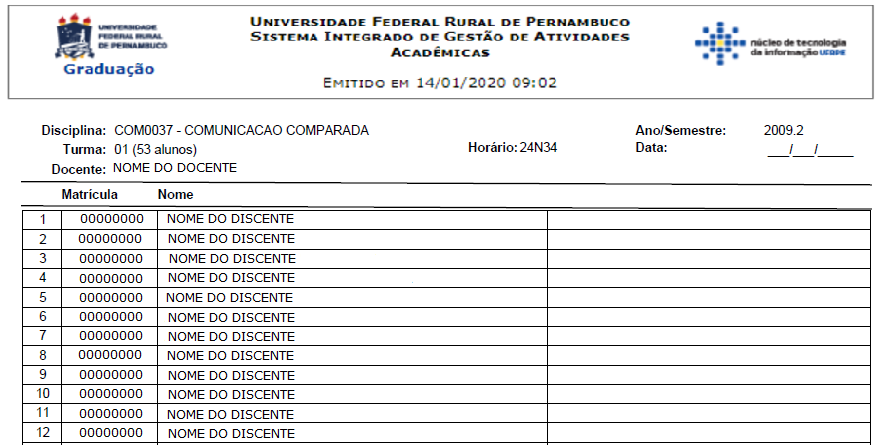 Figura 38: Lista de frequência