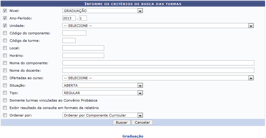 Figura 1: Consulta Geral de Turmas