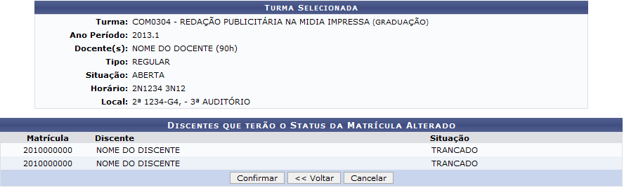 Figura 21: Discentes que terão o Status da Matrícula Alterado