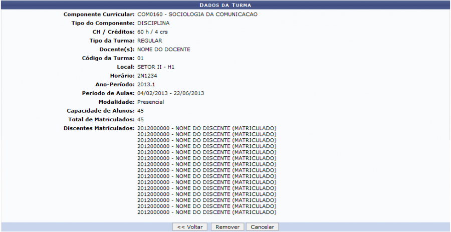 Figura 40: Resumo da Turma