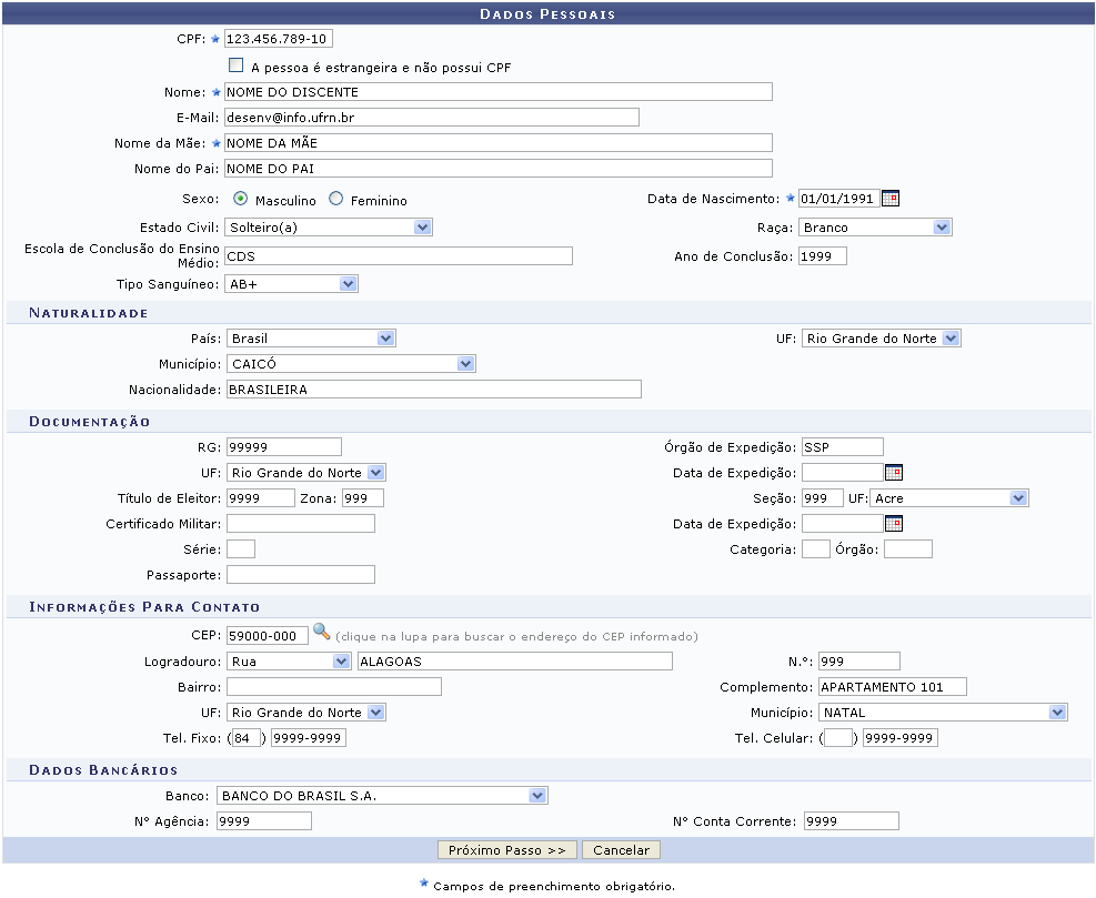 Figura 2: Dados Pessoais
