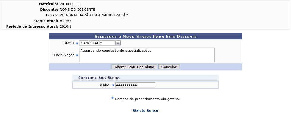 Figura 4: Novo status