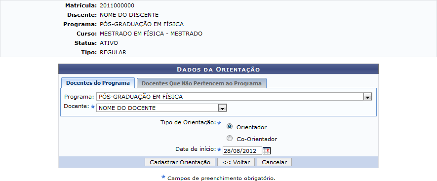 Figura 5: Dados da Orientação