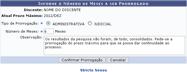 Figura 4: Prorrogação de Prazo Máximo de Conclusão