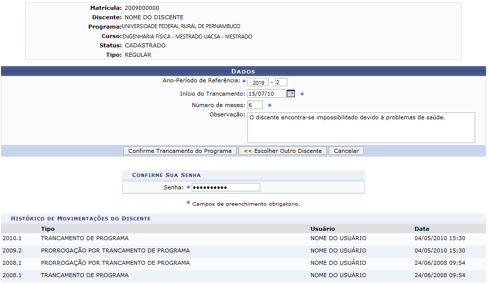 Figura 4: Dados do Discente.