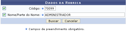 Figura 1: Dados da Rubrica