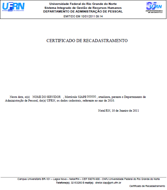 Figura 6: Certificado de Recadastramento do Aposentado