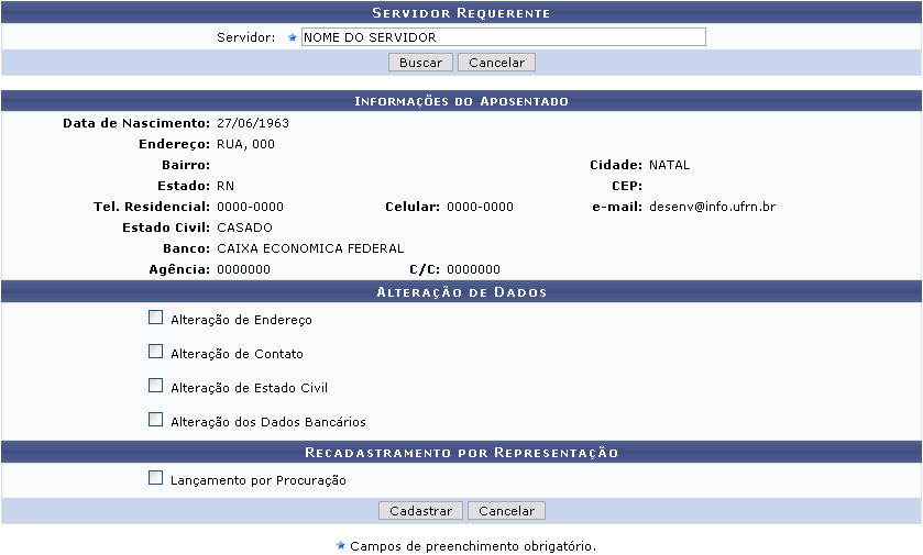 Figura 2: Informações do Aposentado