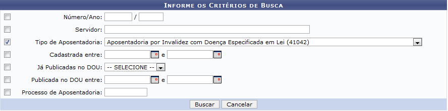 Figura 1: Informe Critérios de Busca