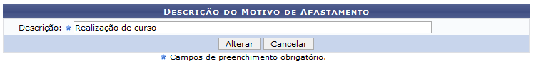 Figura 2: Descrição do Motivo de Afastamento