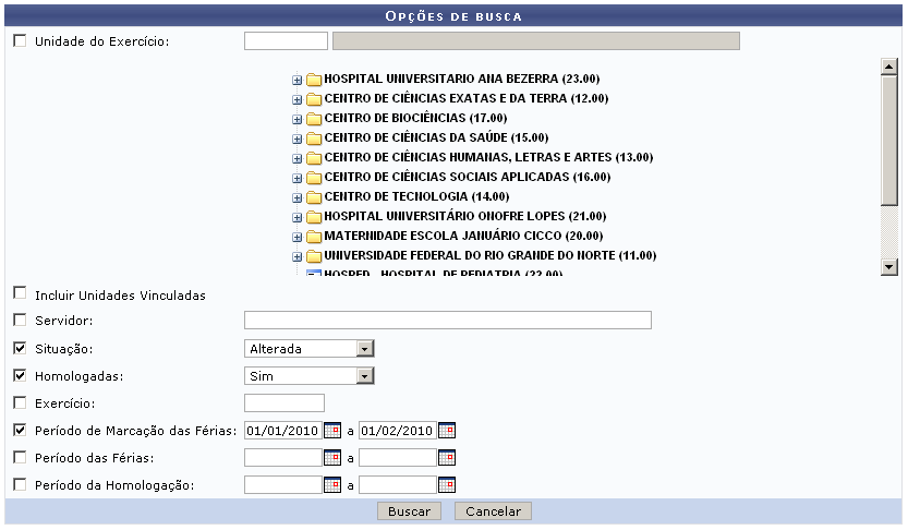 Figura 1: Opções de Busca