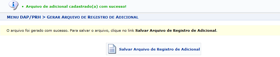 Figura 2:Gerar Arquivo de Registro Adicional