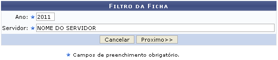 Figura 1: Filtro da Ficha