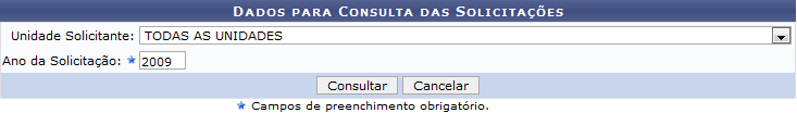 Figura 1: Dados para Consulta das Solicitações