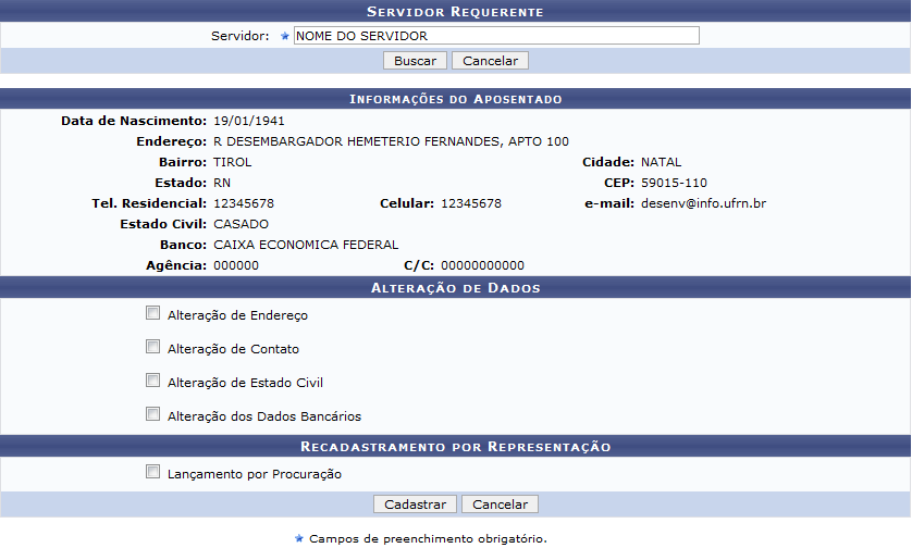 Figura 2: Informações do Aposentado
