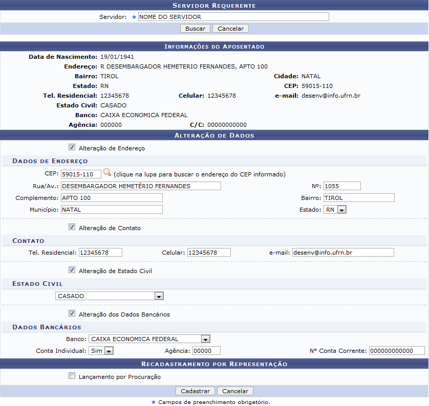 Figura 3: Alteração de Dados
