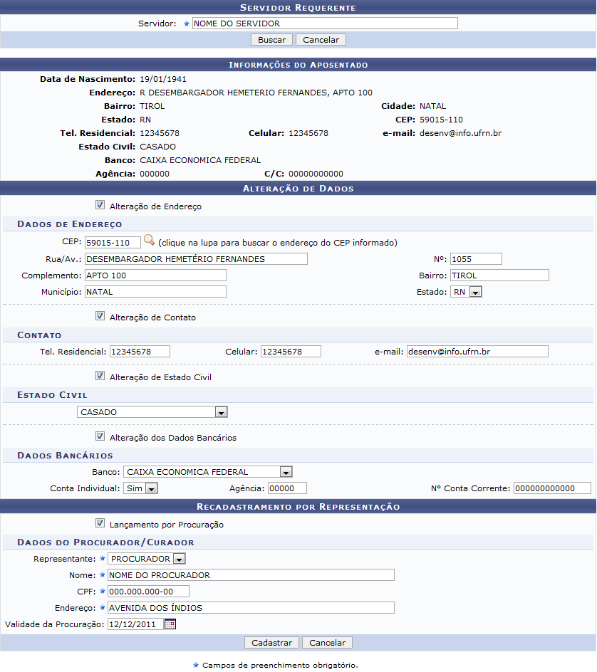 Figura 4: Dados do Procurador/Curador