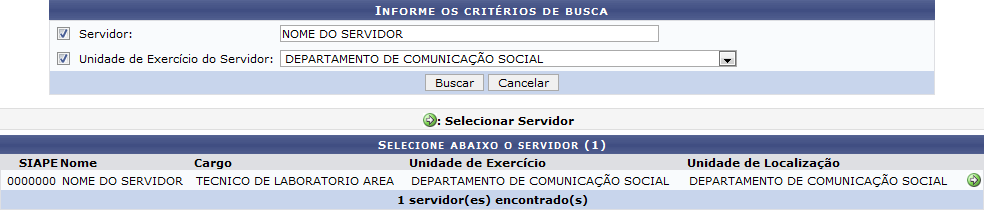 Figura 2: Selecione o Servidor