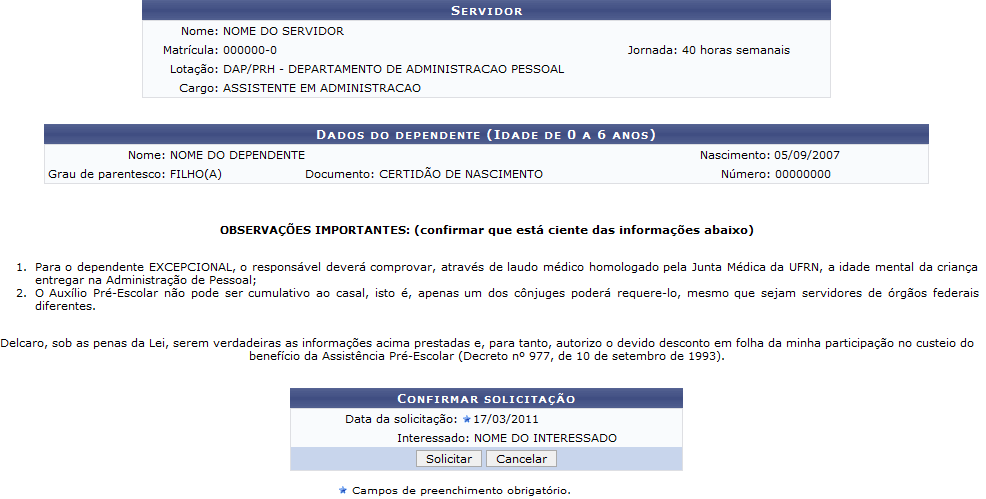 Figura 4: Confirmar Solicitação