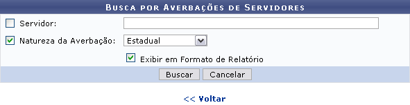 Figura 1: Busca por Averbações de Servidores