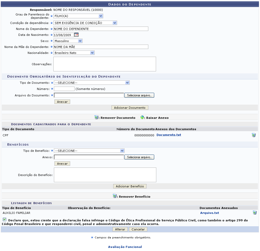 Figura 12: Dados do Dependente