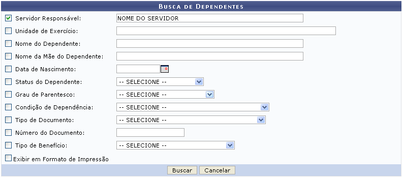 Figura 1: Busca de Dependentes