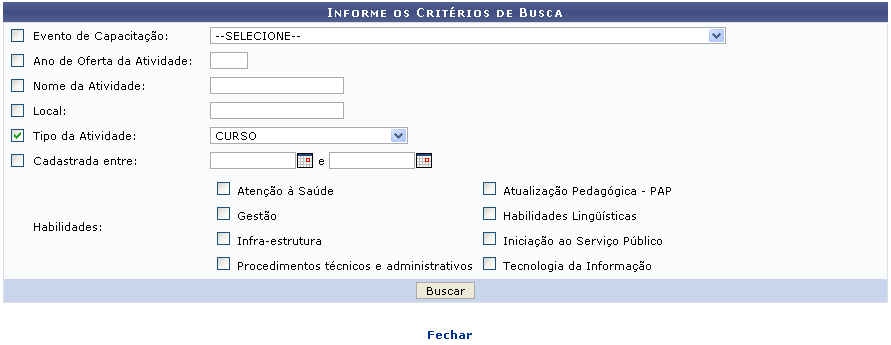 Figura 2: Informe os Critérios de Busca