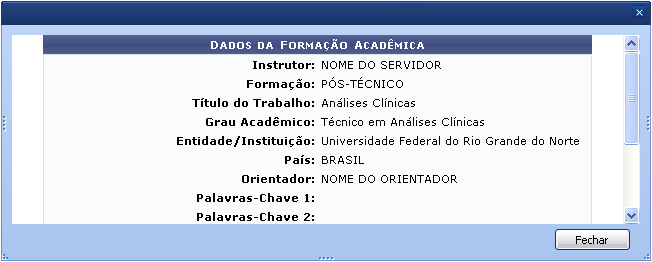 Figura 10: Dados da Formação Acadêmica