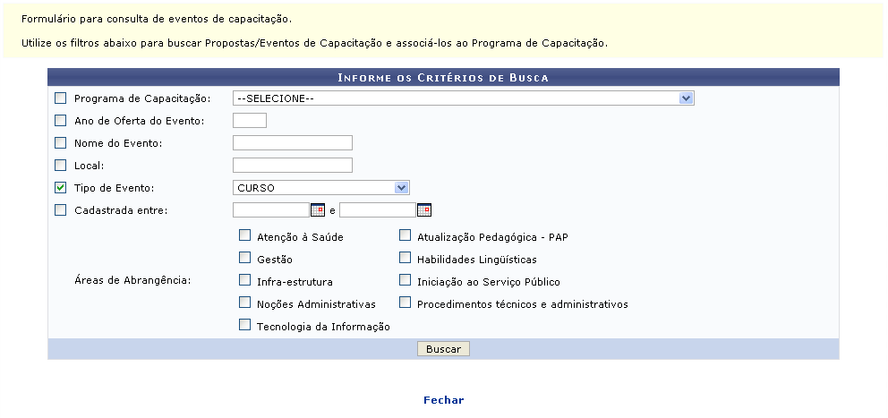 Figura 2: Informe os Critérios de Busca