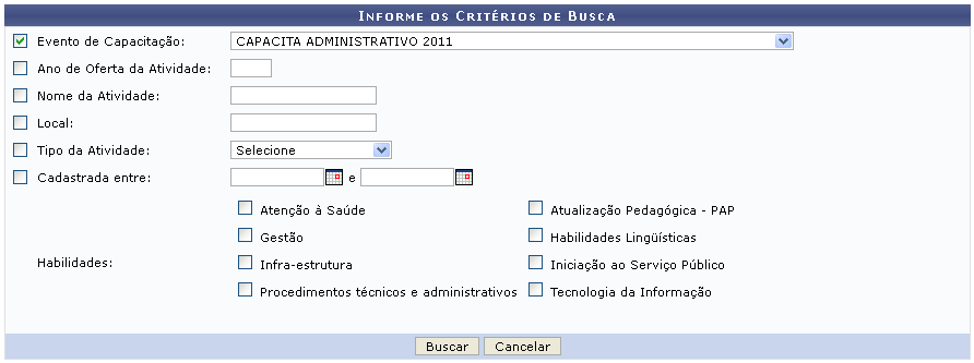 Figura 1: Informe os Critérios de Busca