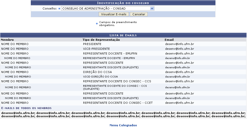 Figura 2: Lista de Emails