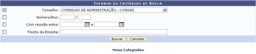 Figura 1: Informe os Critérios de Busca