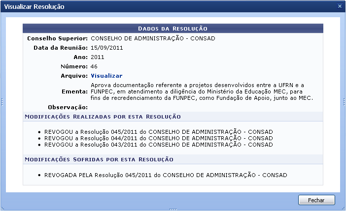 Figura 3: Dados da Resolução