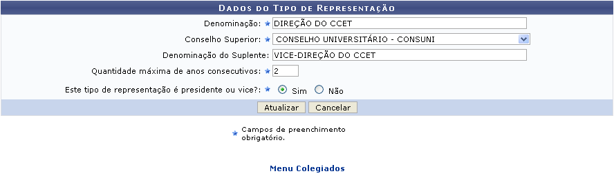 Figura 3: Dados do Tipo de Representação