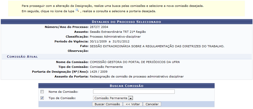 Figura 3: Detalhes do Processo Selecionado